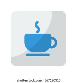 Blue Coffee icon on grey rounded square button on white