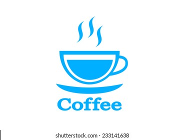 Blue coffee icon on white background