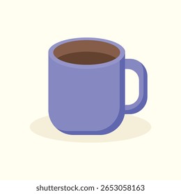 Taza de café azul plana ilustración de dibujos animados