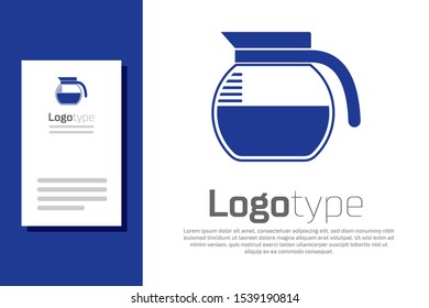 Blue Coffee pot icon isolated on white background. Logo design template element. Vector Illustration