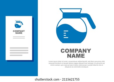 Blue Coffee pot icon isolated on white background. Logo design template element. Vector