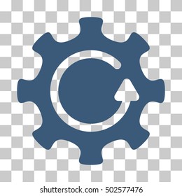 Blue Cog Rotation Direction interface toolbar icon. Vector pictogram style is a flat symbol on chess transparent background.