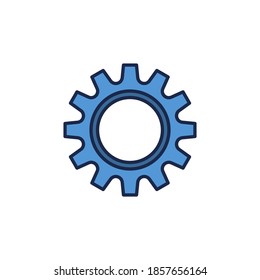 Blue Cog Wheel vector concept icon or sign on white background 