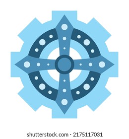 blue cogwheel icon over white