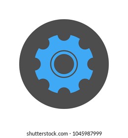 Blue cogwheel icon. Vector. 