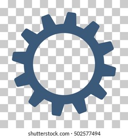 Blue Cogwheel interface icon. Vector pictogram style is a flat symbol on chess transparent background.
