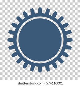 Blue Cogwheel interface icon. Vector pictograph style is a flat symbol on chess transparent background.