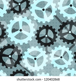 blue cogwheel seamless pattern
