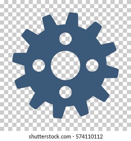 Blue Cogwheel toolbar icon. Vector pictograph style is a flat symbol on chess transparent background.