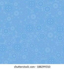 Blue cogwheels on the background. Vector seamless pattern.
