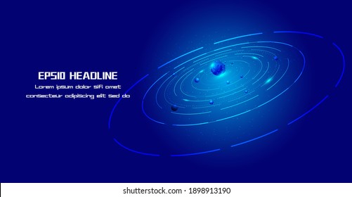 Blue Coils Star Orbit and Planet Internet Technology Background