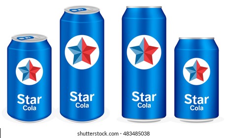 blue cola aluminium soft drink cans vector