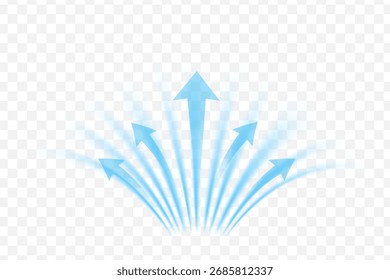 Blue cold air streams with arrows. Vector cooling flow design on transparent background. - Powered by Shutterstock - Get 15% off with code: PIKWIZARD15