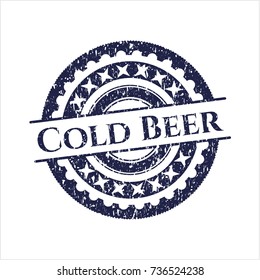 Blue Cold Beer distressed rubber seal