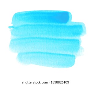 Blue cold color striped line watercolor vector drawing stain for design, decoration, wallpaper, card. Abtsract aqua liquid paper texture paint art smear element