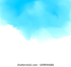 Blue cold colour hand drawn vector abstract watercolor banner, background, illustration. Aqua liquid colorful paper texture design, card, art wallpaper, graphic template