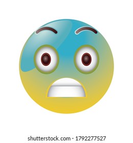 blue cold freezing emoticon in white background vector illustration design