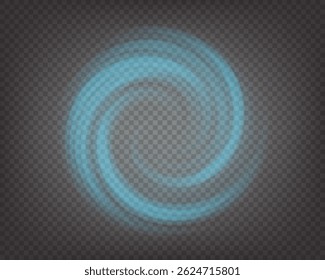 Blue cold or fresh air circle rotating effect. Wind from conditioner Whirlwind flow. Vector illustration