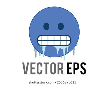 The blue cold, pity, worry, freezing face flat icon with gritted teeth