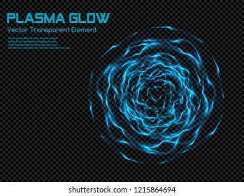 Blue Cold Plasma Energy Clew - Transparent Vector Nontermal Plasm Ball - Abstract Shining Background 
