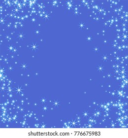 Blue, cold, scattered chaotically confetti-stars on blue. Element of design. It is suitable for business cards, banners, posters. Vector illustration, EPS 10.