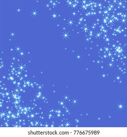 Blue, cold, scattered chaotically confetti-stars on blue. Element of design. It is suitable for business cards, banners, posters. Vector illustration, EPS 10.