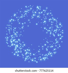 Blue, cold, scattered chaotically confetti-stars on blue. Element of design. It is suitable for business cards, banners, posters. Vector illustration, EPS 10.