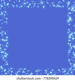 Blue, cold, scattered chaotically confetti-stars on blue. Element of design. It is suitable for business cards, banners, posters. Vector illustration, EPS 10.