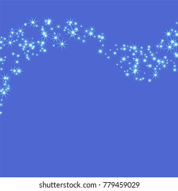 Blue, cold, scattered chaotically confetti-stars on blue. Element of design. It is suitable for business cards, banners, posters. Vector illustration, EPS 10.
