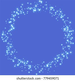 Blue, cold, scattered chaotically confetti-stars on blue. Element of design. It is suitable for business cards, banners, posters. Vector illustration, EPS 10.
