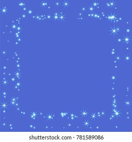Blue, cold, scattered chaotically confetti-stars on blue. Element of design. It is suitable for business cards, banners, posters. Vector illustration, EPS 10.