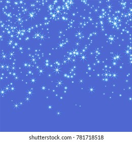 Blue, cold, scattered chaotically confetti-stars on blue. Element of design. It is suitable for business cards, banners, posters. Vector illustration, EPS 10.