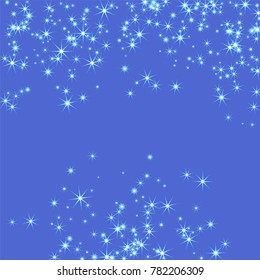 Blue, cold, scattered chaotically confetti-stars on blue. Element of design. It is suitable for business cards, banners, posters. Vector illustration, EPS 10.
