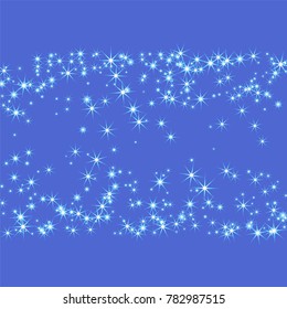 Blue, cold, scattered chaotically confetti-stars on blue. Element of design. It is suitable for business cards, banners, posters. Vector illustration, EPS 10.