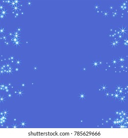Blue, cold, scattered chaotically confetti-stars on blue. Element of design. It is suitable for business cards, banners, posters. Vector illustration, EPS 10.