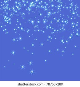 Blue, cold, scattered chaotically confetti-stars on blue. Element of design. It is suitable for business cards, banners, posters. Vector illustration, EPS 10.