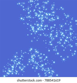 Blue, cold, scattered chaotically confetti-stars on blue. Element of design. It is suitable for business cards, banners, posters. Vector illustration, EPS 10.
