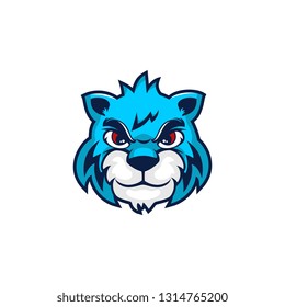 blue cold tiger head with confidence eyes