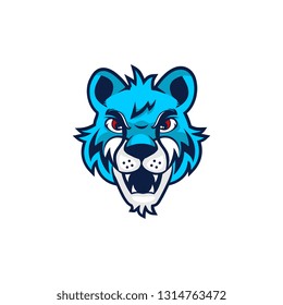 blue cold tiger roaring with confidence eyes