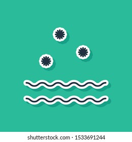 Blue Cold and waves icon isolated on green background.  Vector Illustration