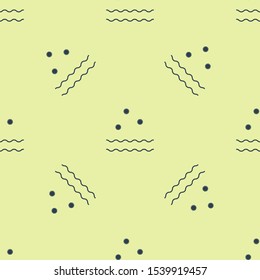 Blue Cold and waves icon isolated seamless pattern on yellow background.  Vector Illustration