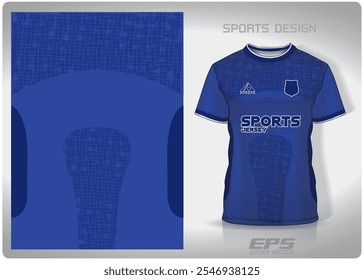 Blue collage cloth examination pool pattern design, illustration, textile background for sports t-shirt, football jersey shirt mockup for football club. consistent front view