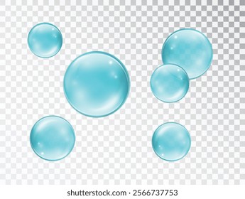 Blue collagen droplet isolated on transparent background