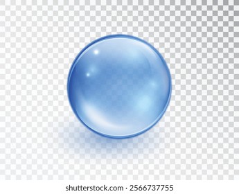 Blue collagen droplet isolated on transparent background