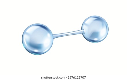 Blue collagen molecule structure from atoms realistic vector illustration. Model consists of equal spheres 3d object on white background