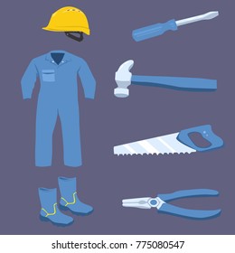 Blue Collar Tools Vector. Home Improvement Tools 1