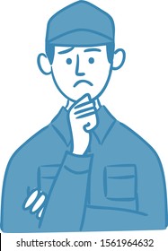 blue collar worker man illustration