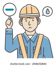 Blue  collar worker showing placard vector illustration