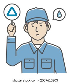 Blue  collar worker showing placard vector illustration
