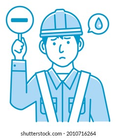 Blue  collar worker showing placard vector illustration